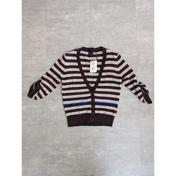 Women's Take Out Button Down Open Front Cardigan 3/4 Sleeve Brown Size Large Y2K - Picture 2 of 8